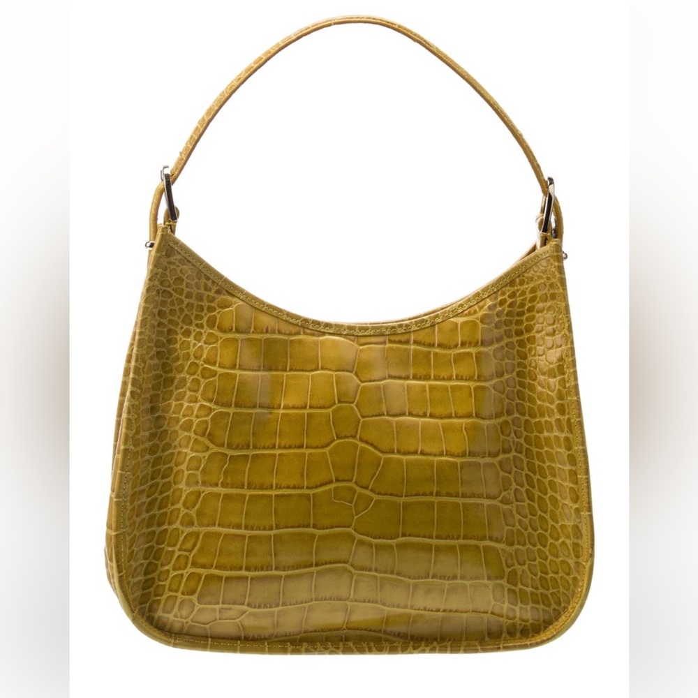 Mark Cross croc embossed yellow handbag